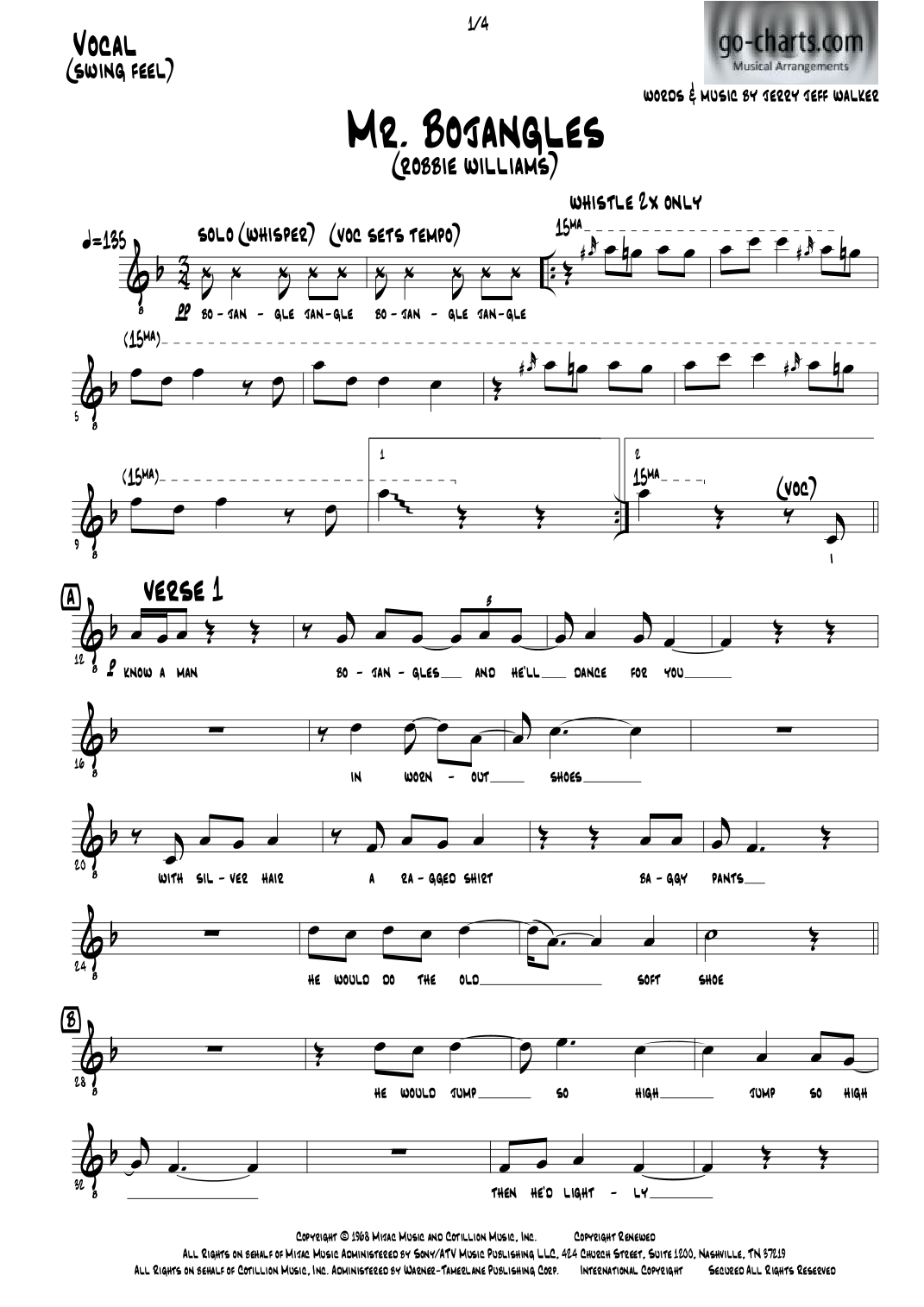 Mr. Bojangles (arr. Andy Davidson go-charts.com) by Sammy Davis Jr. 管弦乐团 - 预览