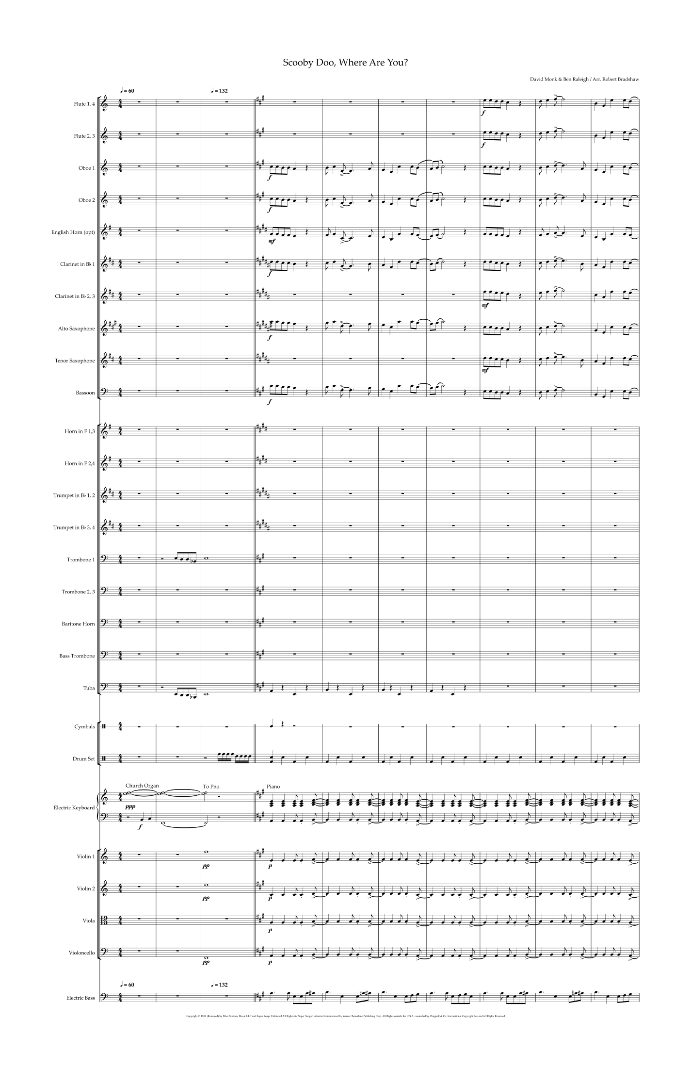 Scooby Doo, Where Are You? (arr. Robert Bradshaw) by David Monk 全编制管弦乐团 - 预览
