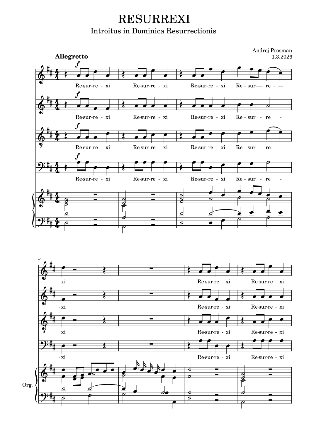 Resurrexi par Andrej Prosman Partitions pour Choeur SATB sur Sheet ...
