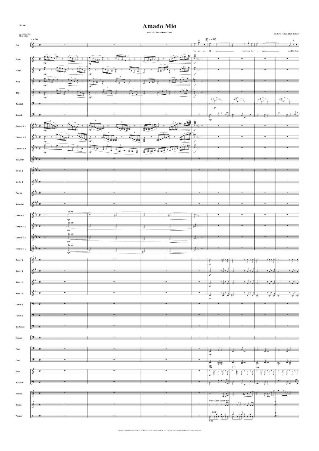 AMADO MIO POR PINK MARTINI PARTITURAS PARA BANDA DE CONCIERTO (ARR ...