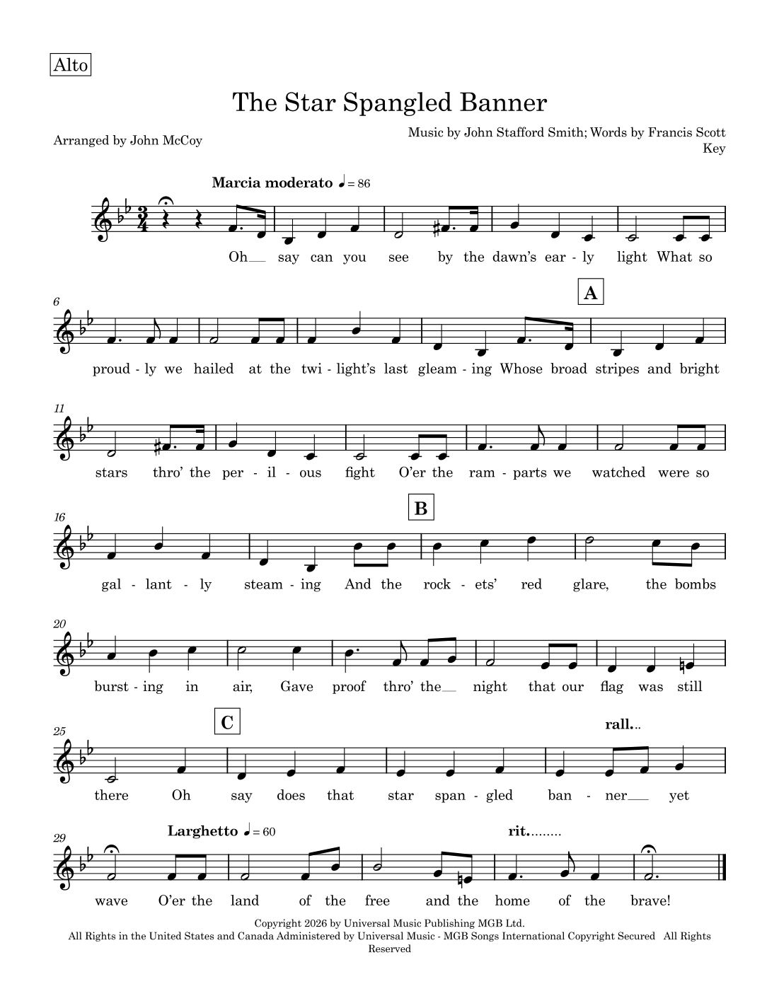 The Star Spangled Banner (arr. John McCoy) by Francis Scott Key 管弦乐团 - 预览
