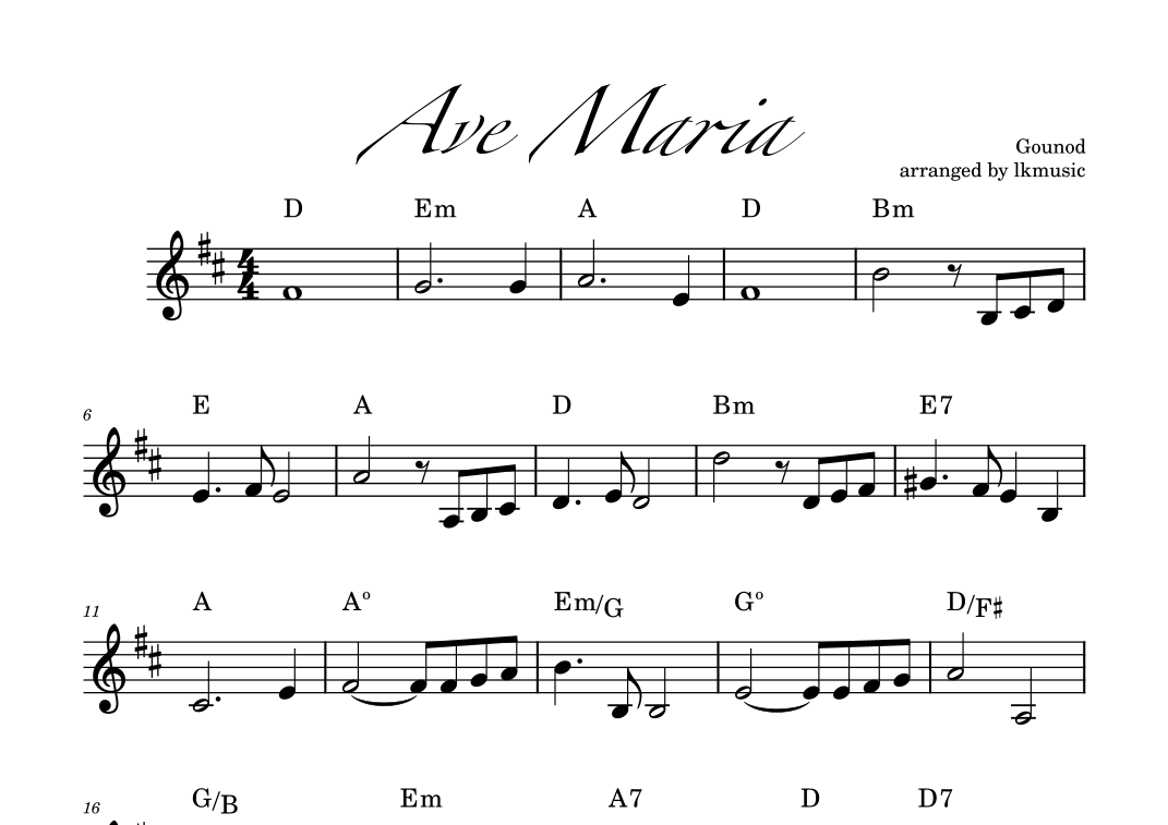 Ave Maria (Gounod) (arr. Lkmusic) by Giscard Rasquin Sheet Music for ...