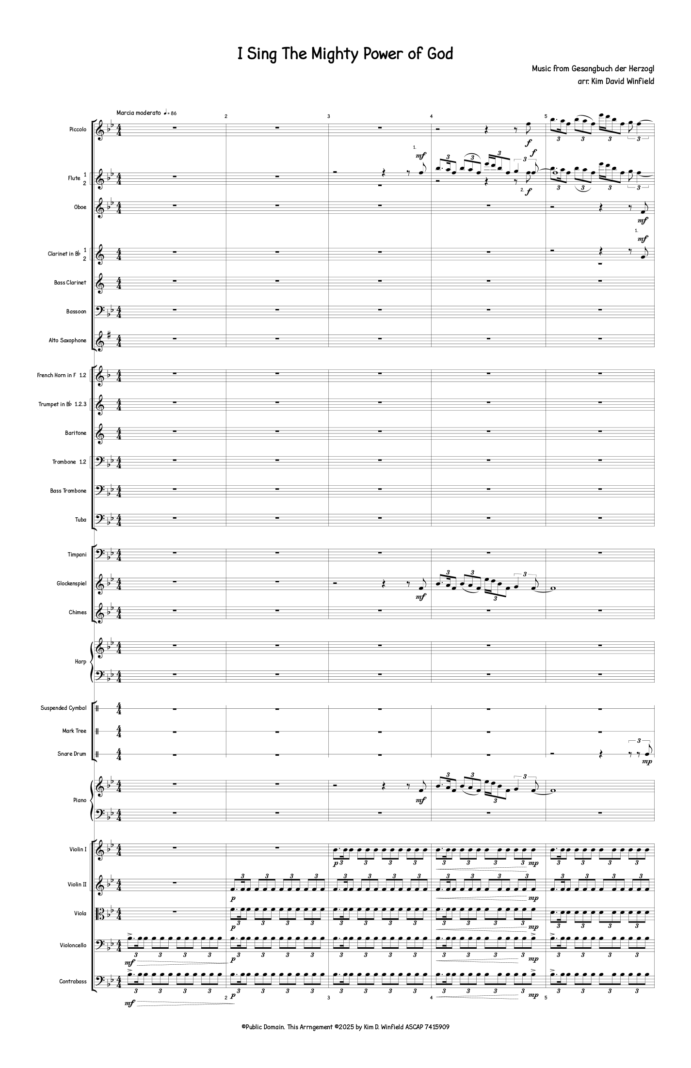I Sing the Mighty Power of God (arr. Kim David Winfield) by Traditional Hymn 管弦乐团 - 预览