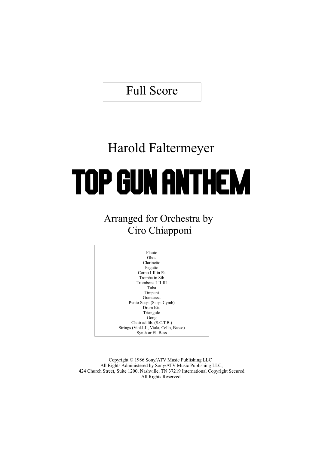 Top Gun Anthem (arr. Ciro Chiapponi) Digital Sheet Music