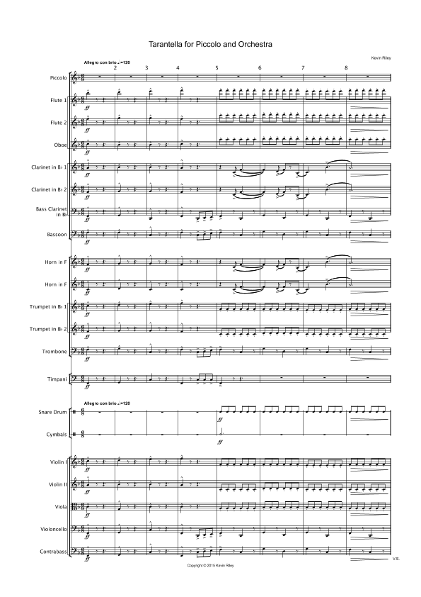 Tarantella for Piccolo and Orchestra by Kevin Riley 管弦乐团 - 预览