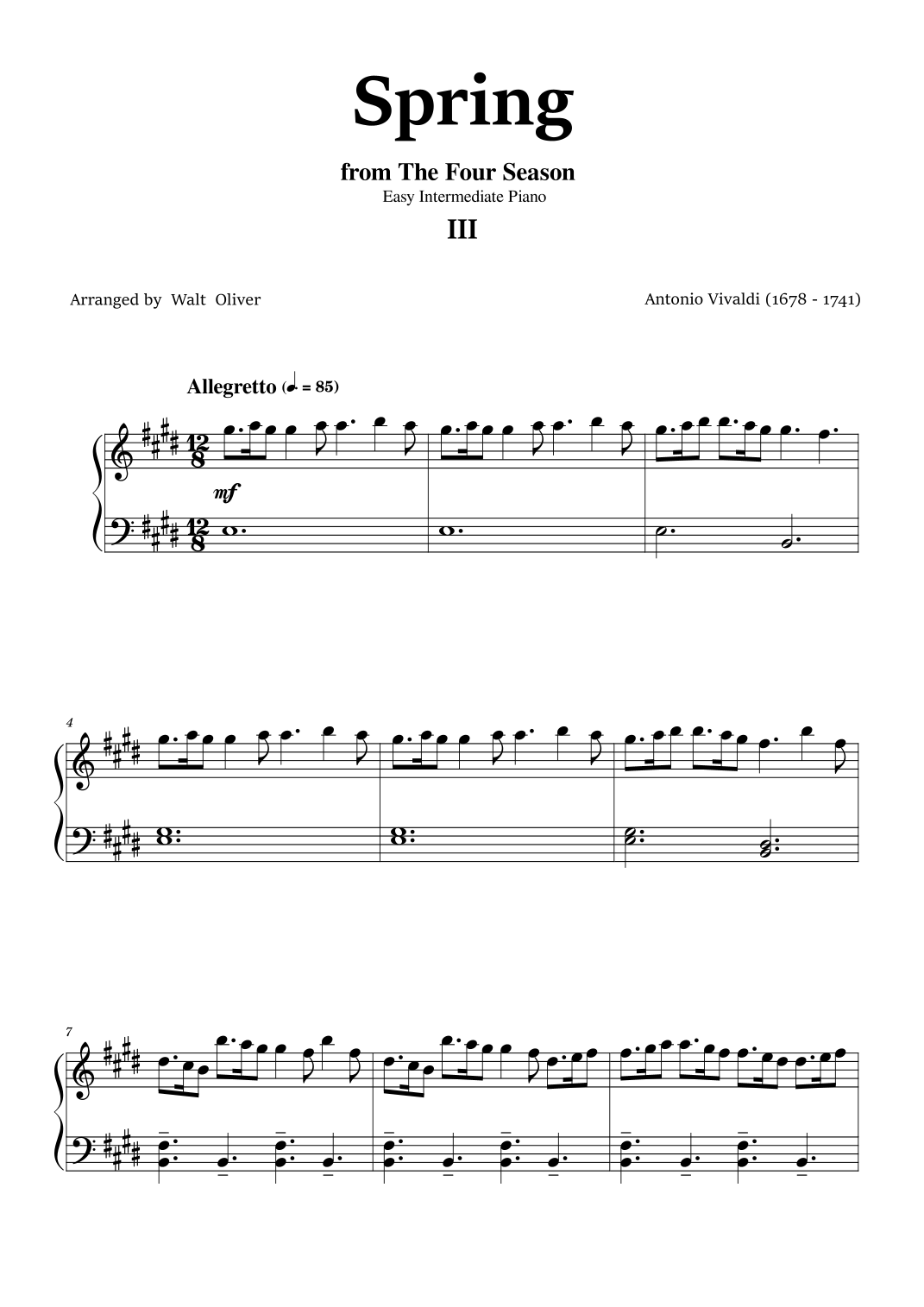 Vivaldi - The Four Seasons - Spring - 3 st mov. - Easy Intermediate ...