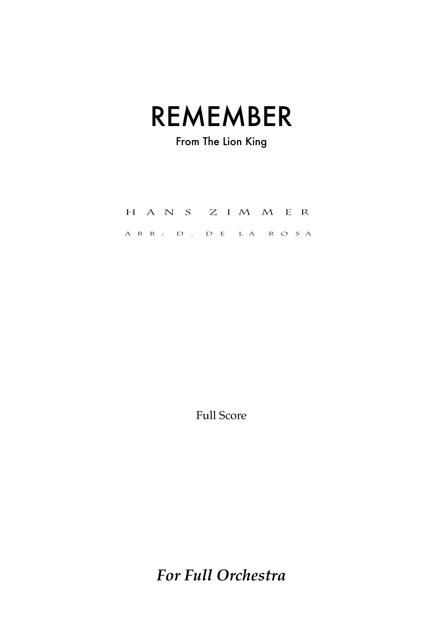 Remember (arr. Daniel de la Rosa Oliva) by Hans Zimmer 管弦乐团 - 预览