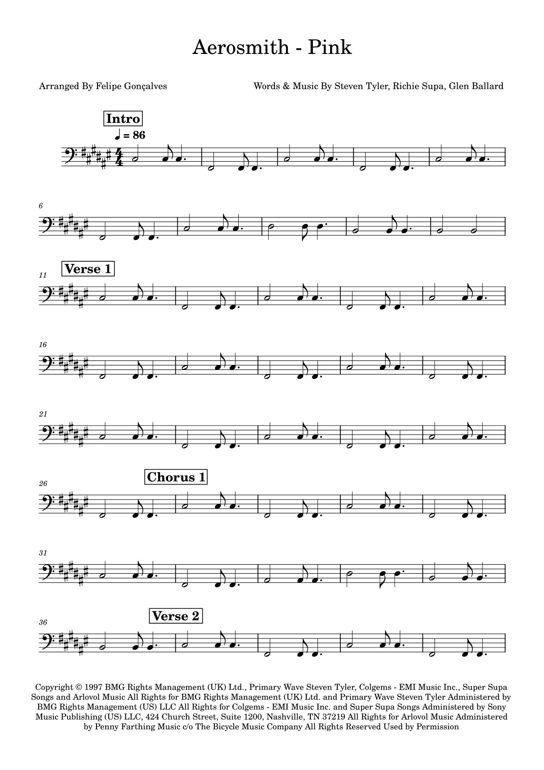 Pink by Aerosmith Sheet Music for Instrumental Solo at Sheet Music Direct