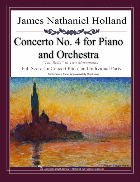 钢琴协奏曲第4号《钟》(Piano Concerto No. 4 "The Bells")总谱与分谱 - 詹姆斯·纳撒尼尔·霍兰德(James Nathaniel Holland)管弦乐团 - 预览