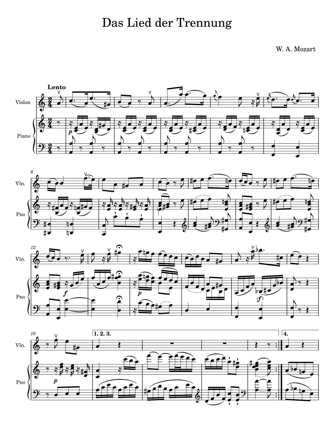 Das lied der Trennung (arr. Gael Florens) by W. A. Mozart Sheet Music ...