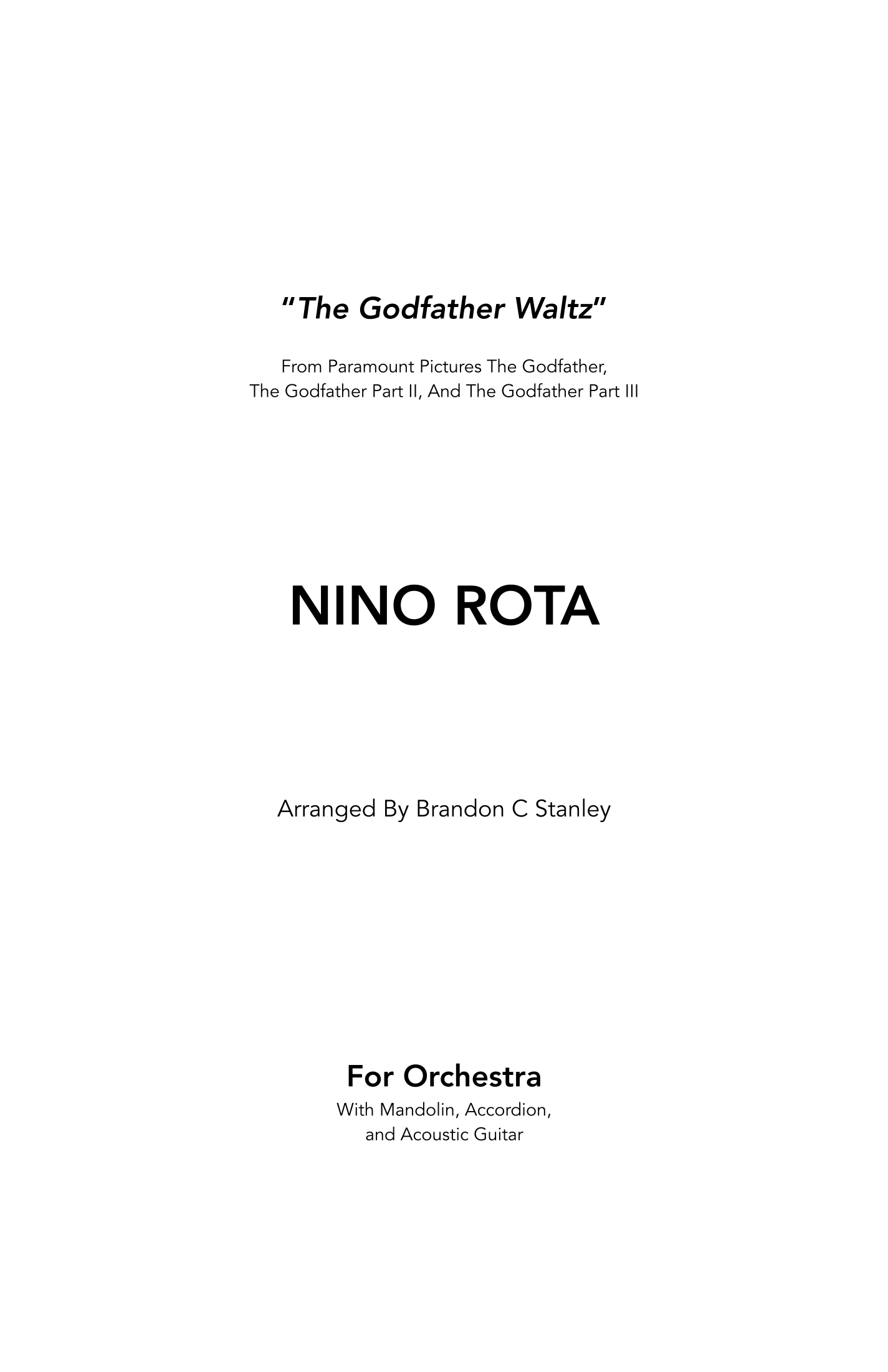 《教父华尔兹》The Godfather Waltz (arr. Brandon C Stanley) by Nino Rota 管弦乐团 - 预览