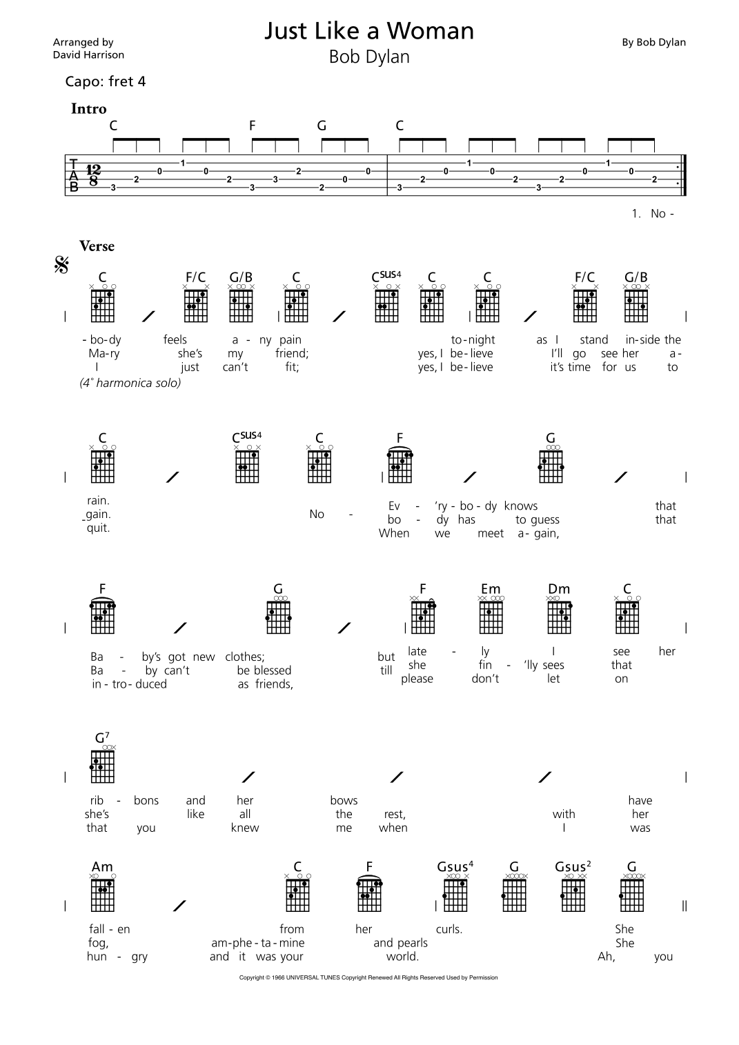 Just Like A Woman arr David Harrison By Bob Dylan Sheet Music For just-like-a-woman-arr-david-harrison-by-bob-dylan-sheet-music-for