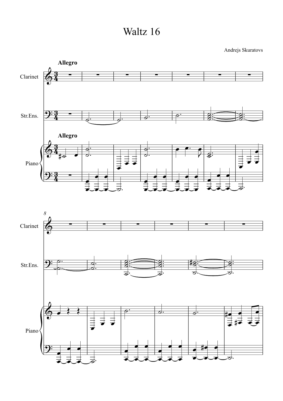 【安德烈斯·斯库拉托夫斯《G大调第16号圆舞曲，Op. 16：快板》管弦乐总谱】Waltz 16 in G major, Op. 16: Allegro by Andrejs Skuratovs (Skuratov Andrew) Full Orchestra PDF乐谱下载