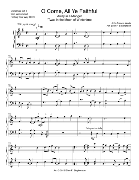 O Come All Ye Faithful, Away in A Manger, Huron Carol (arr. Ellen Foncannon Stephenson) Partituras Digitales