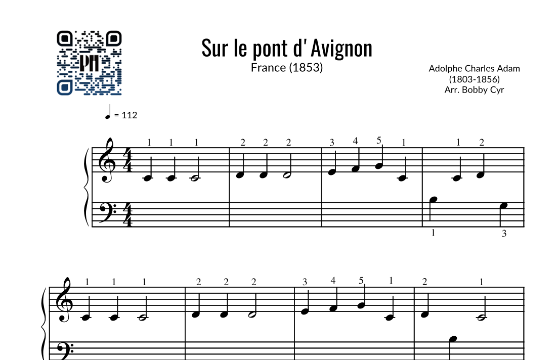 Sur le pont d'Avignon - Comptines (piano facile) (arr. Bobby Cyr