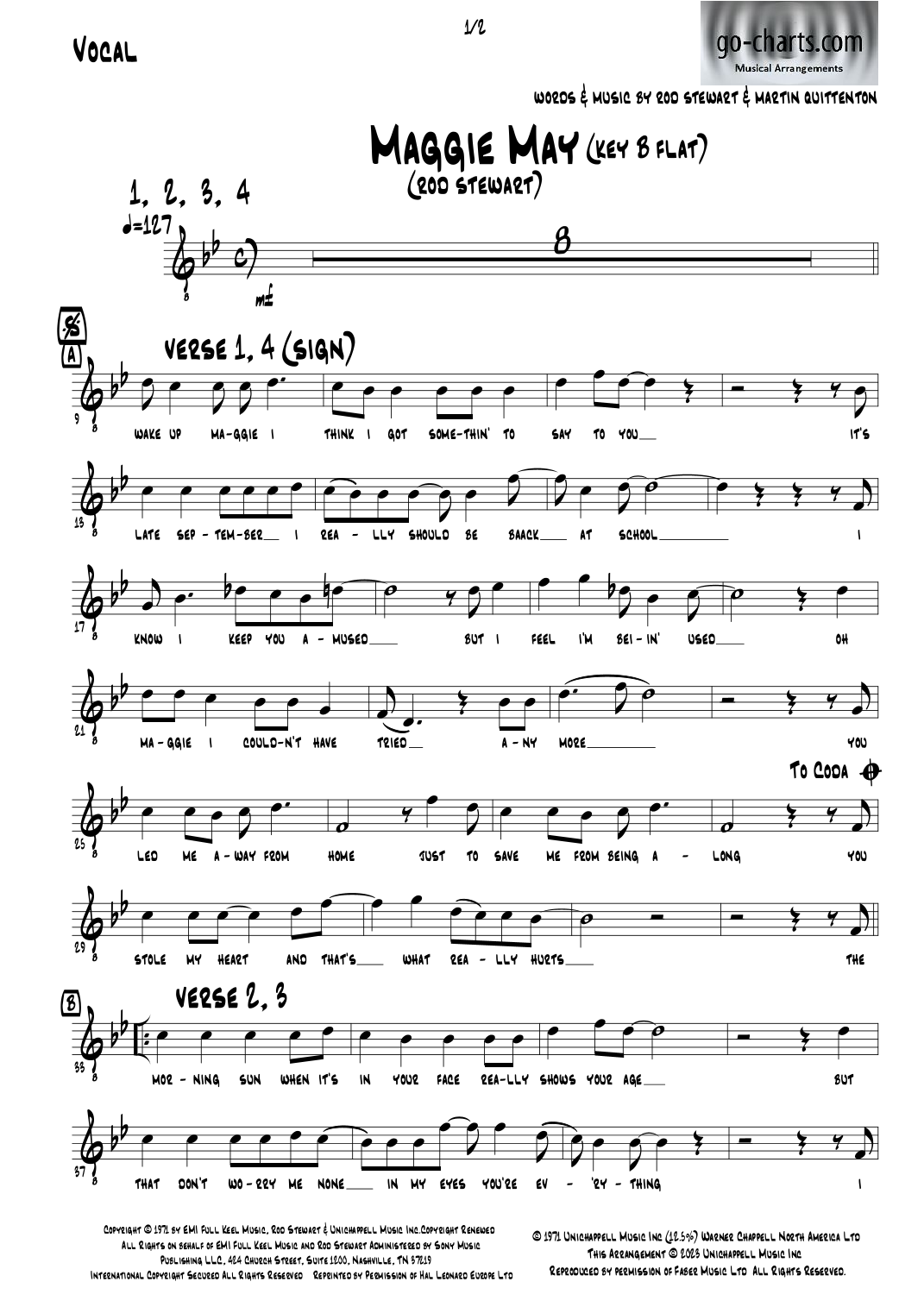 Maggie May (arr. Andy Davidson go-charts.com) by Rod Stewart 管弦乐团 - 预览