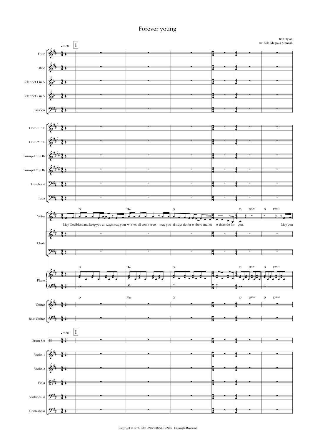 Forever Young (arr. Nils-Magnus Kinnvall) by Bob Dylan Full Orchestra