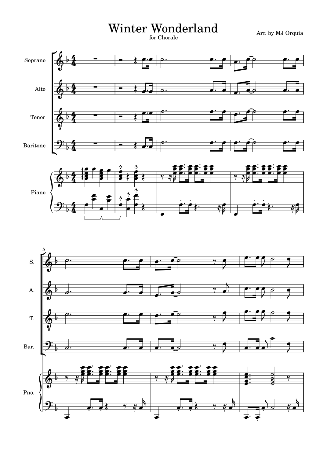 Winter Wonderland (arr. MJ Orquia) Sheet Music | Richard Smith | SATB Choir