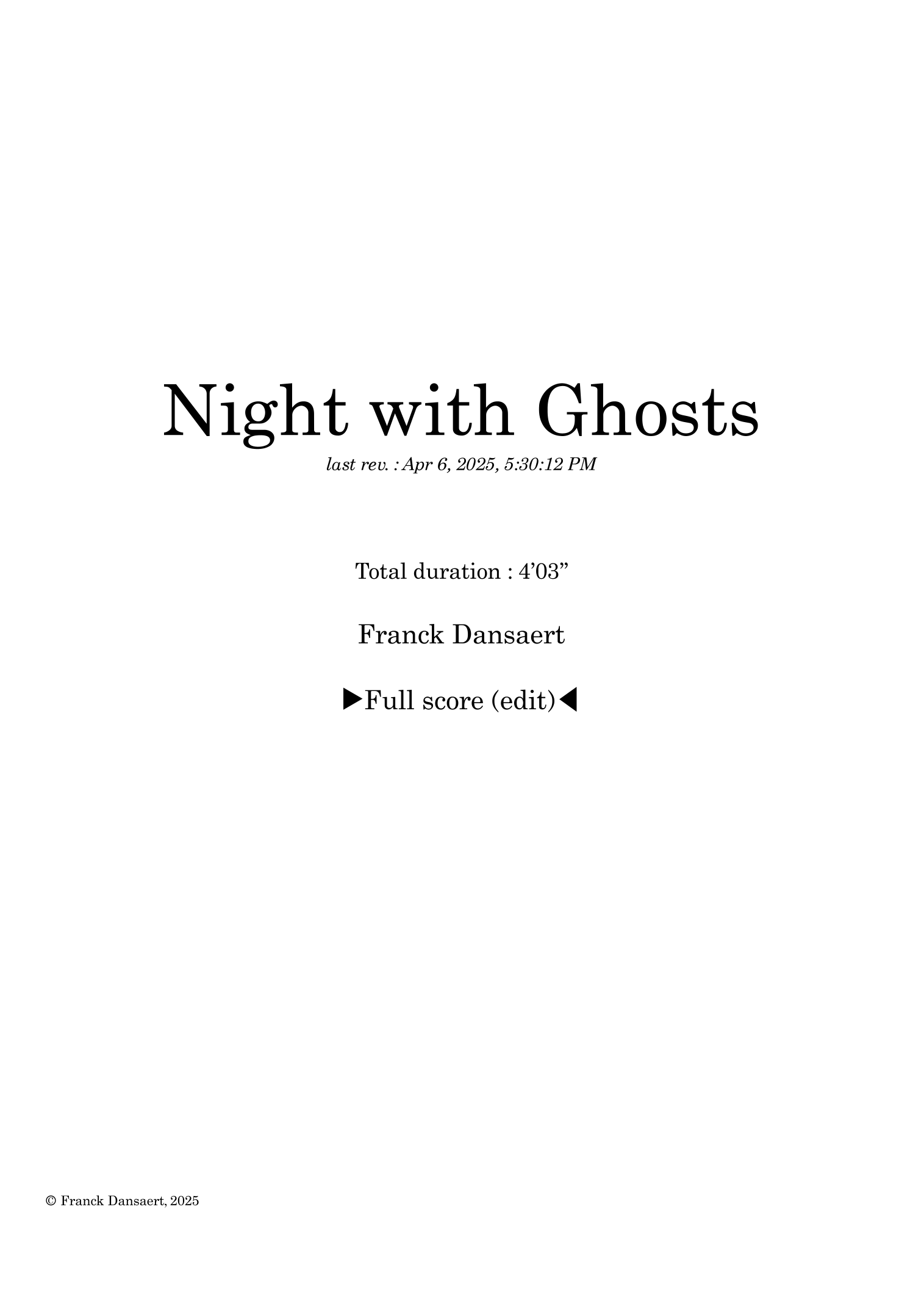 《与鬼魂共度之夜》仅总谱 - Night with Ghosts - Score Only by Franck Dansaert Full Orchestra - 预览