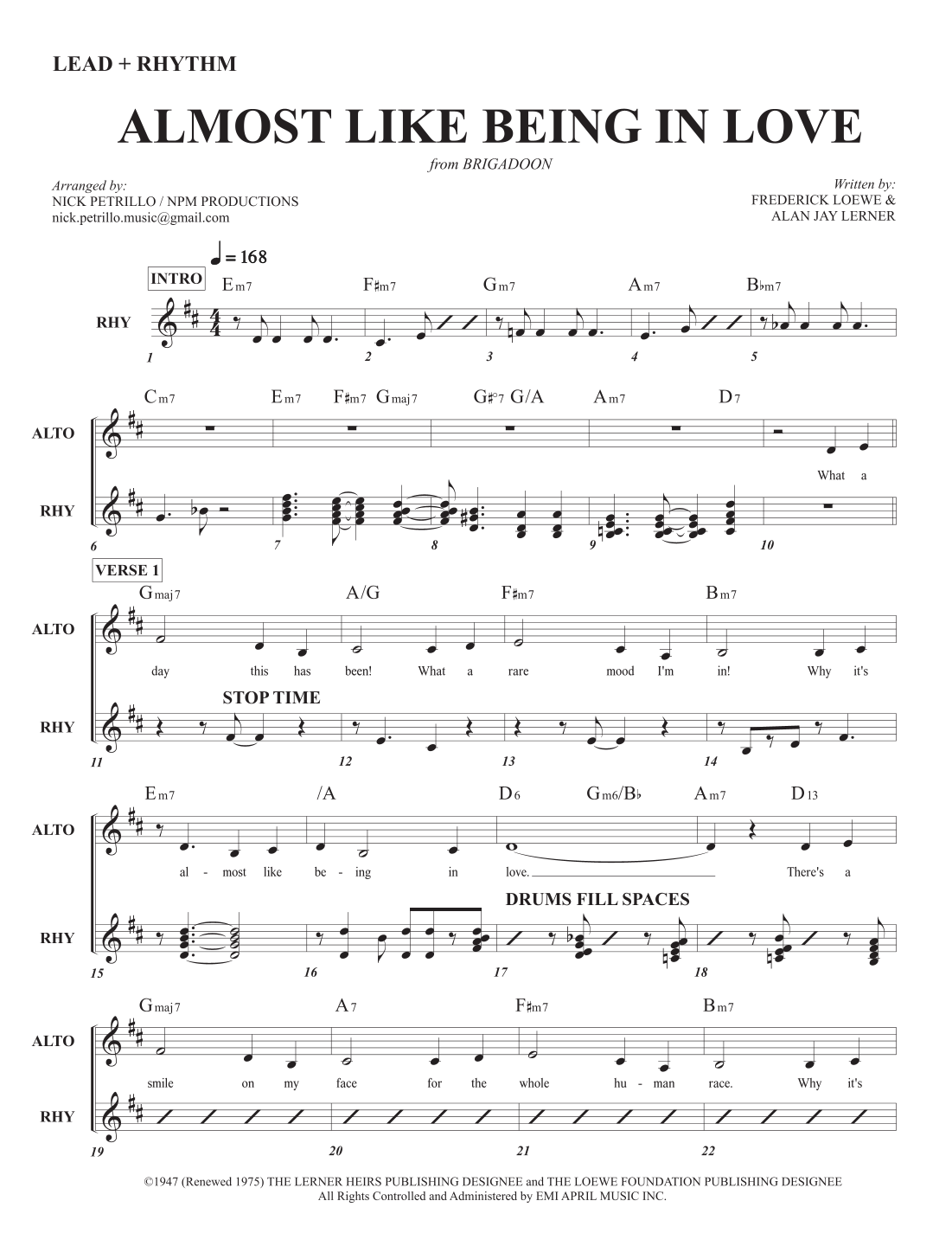 Almost Like Being In Love by Alan Jay Lerner Sheet Music for Real
