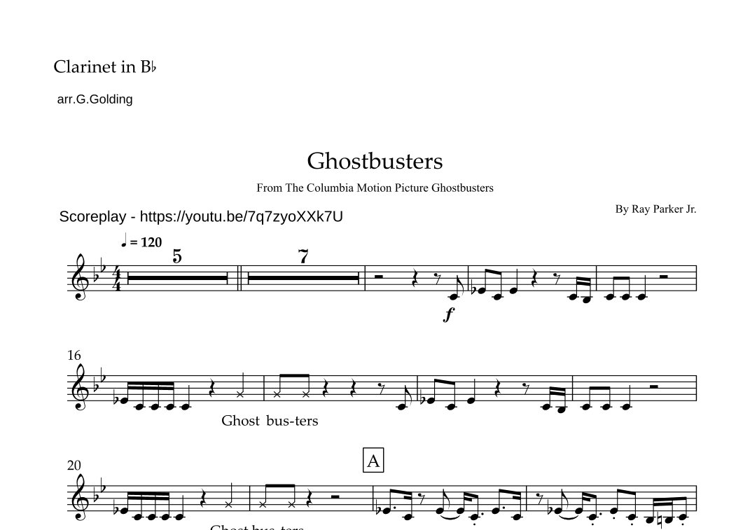 Ghostbusters (arr. G.Golding) Sheet Music Ray Parker, Jr. Solo