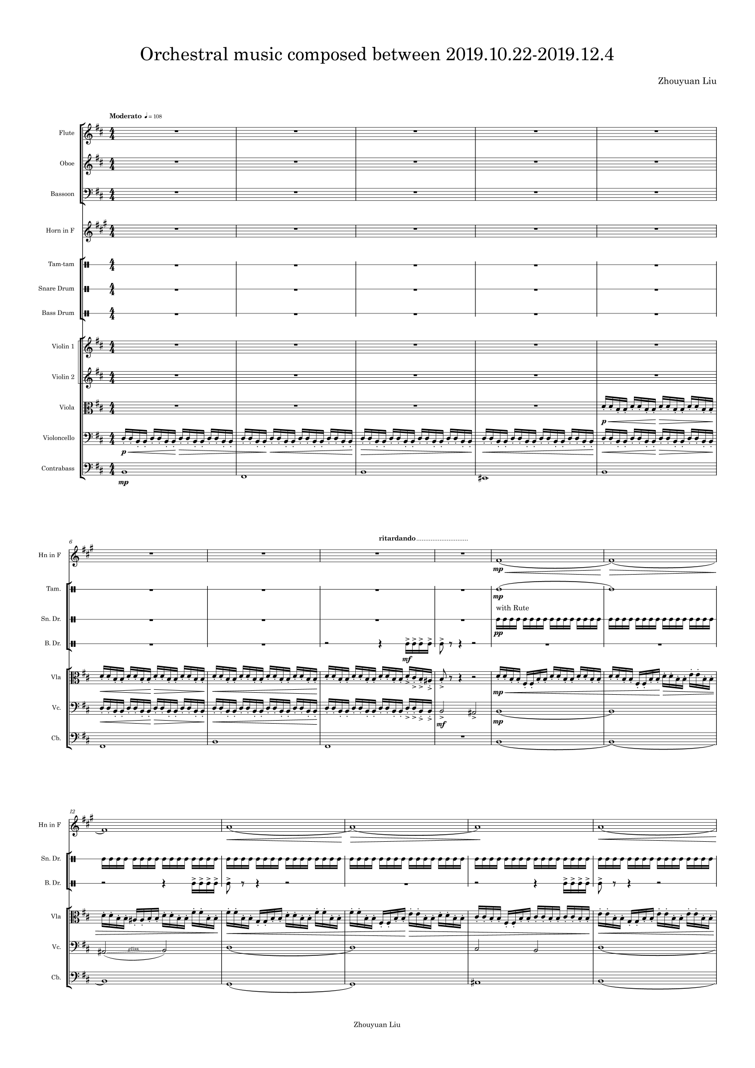 由 Zhouyuan Liu 于 2019.10.22-2019.12.4 创作的管弦乐作品 (A3总谱与B4分谱) Full Orchestra - 预览