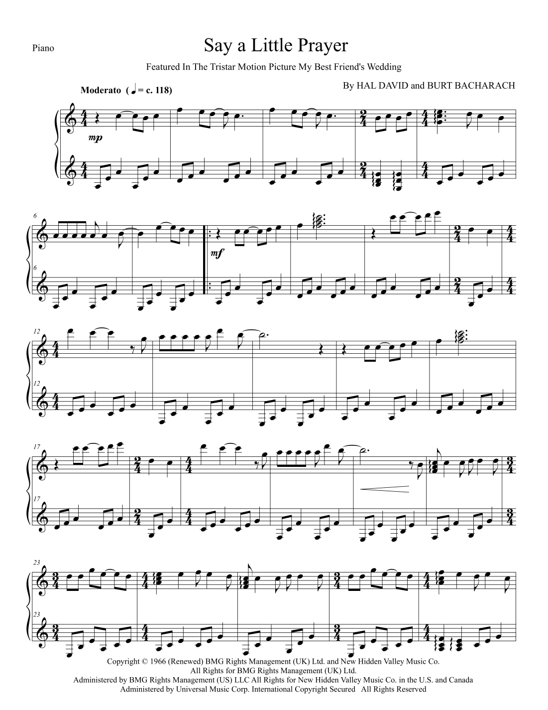 I Say A Little Prayer arr Kim Kirkman By Dionne Warwick Sheet Music i-say-a-little-prayer-arr-kim-kirkman-by-dionne-warwick-sheet-music
