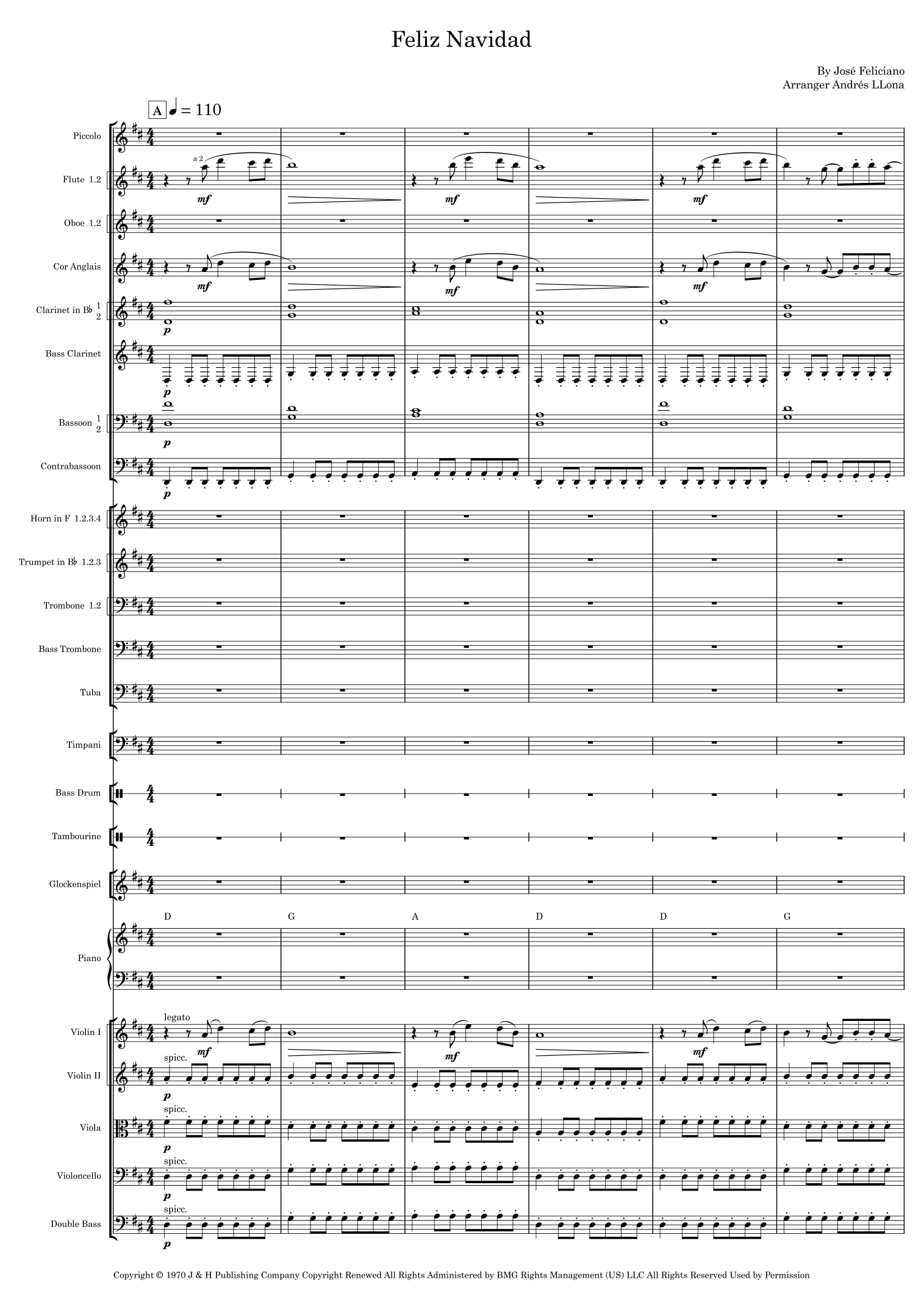 Feliz Navidad (arr. Andrés LLona) by Clay Walker Full Orchestra