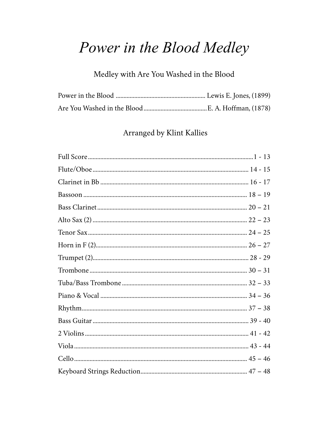 Power in the Blood (arr. Klint Kallies) by Lewis E. Jones 管弦乐团 - 预览