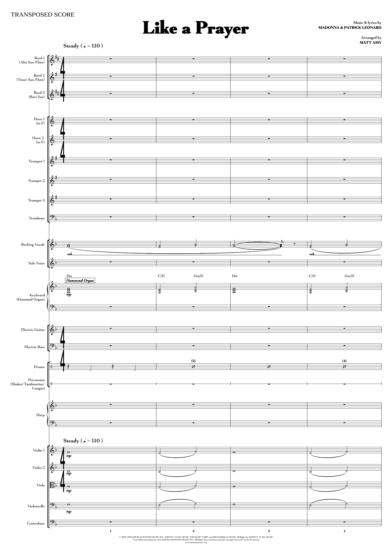 Like A Prayer (arr. Matt Amy) by Madonna 管弦乐团全谱 - 预览