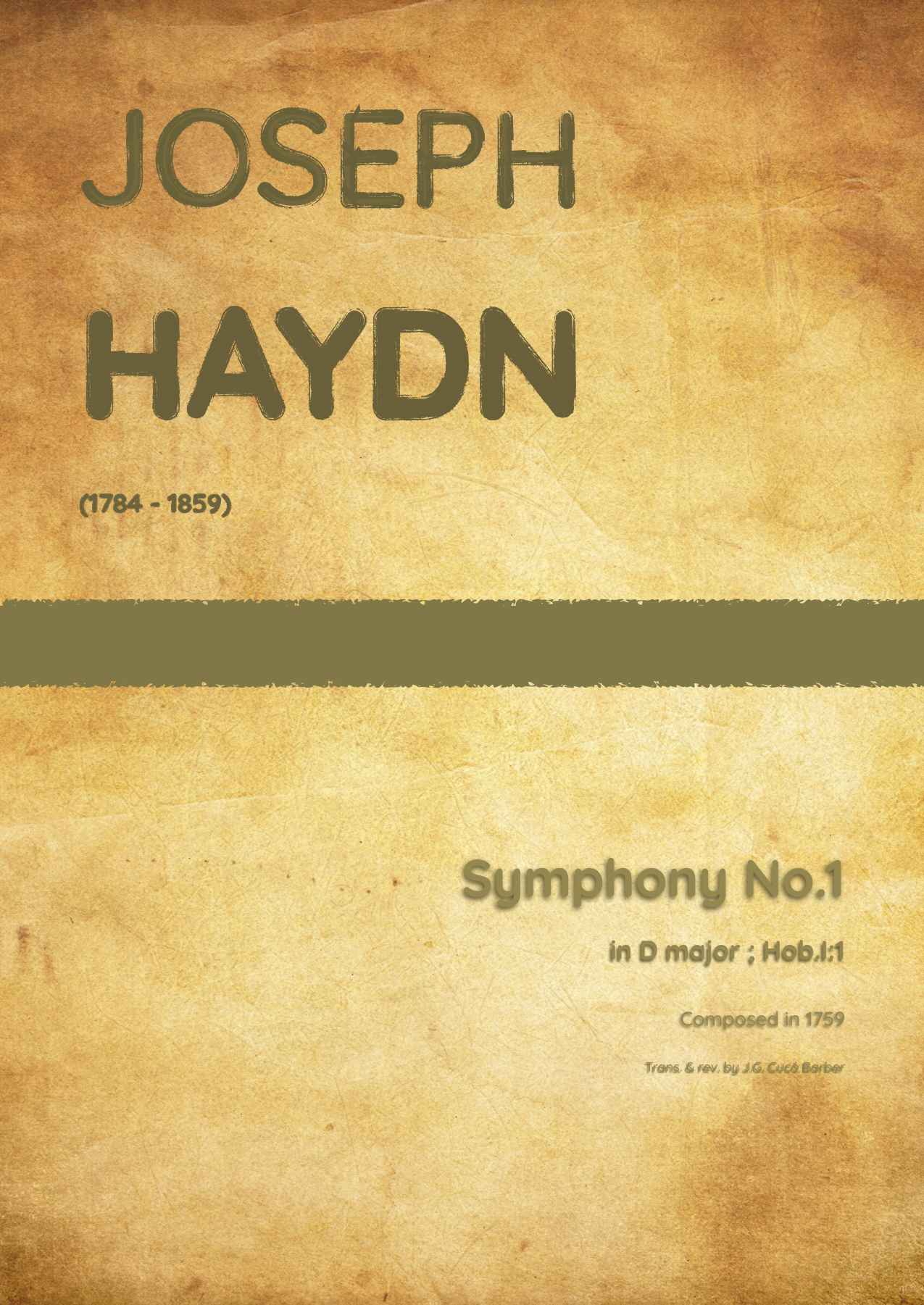 Haydn - Symphony No.1 in D major, Hob.I:1 (arr. J.G. Cucó Barber) by Franz Joseph Haydn Full Orchestra (海顿 - D大调第一交响曲,Hob.I:1,管弦乐团) - 预览