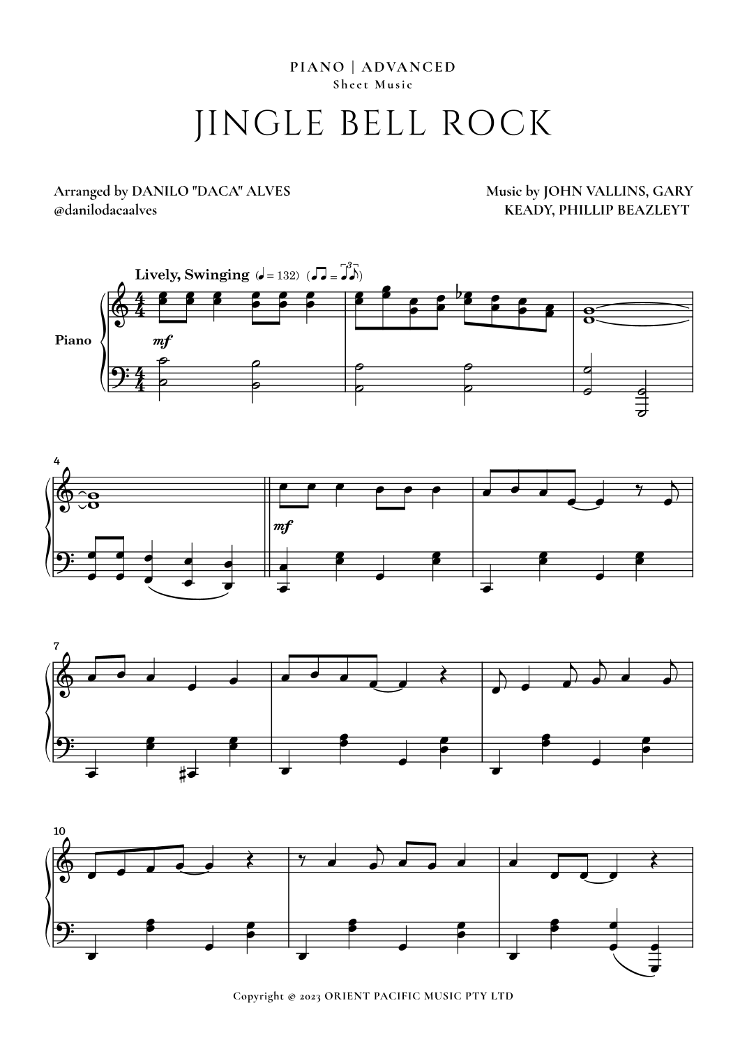 Jingle Bell Rock Sheet Music Gary Keady Piano Solo