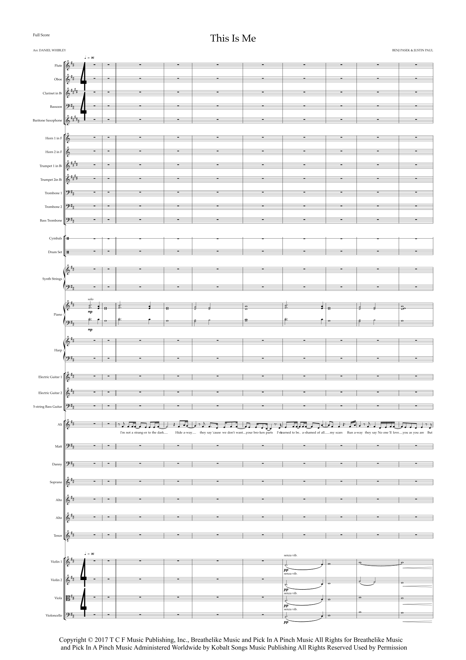 This Is Me - Score Only (arr. Daniel Whibley) by Best Movie Soundtracks Steven C Full Orchestra