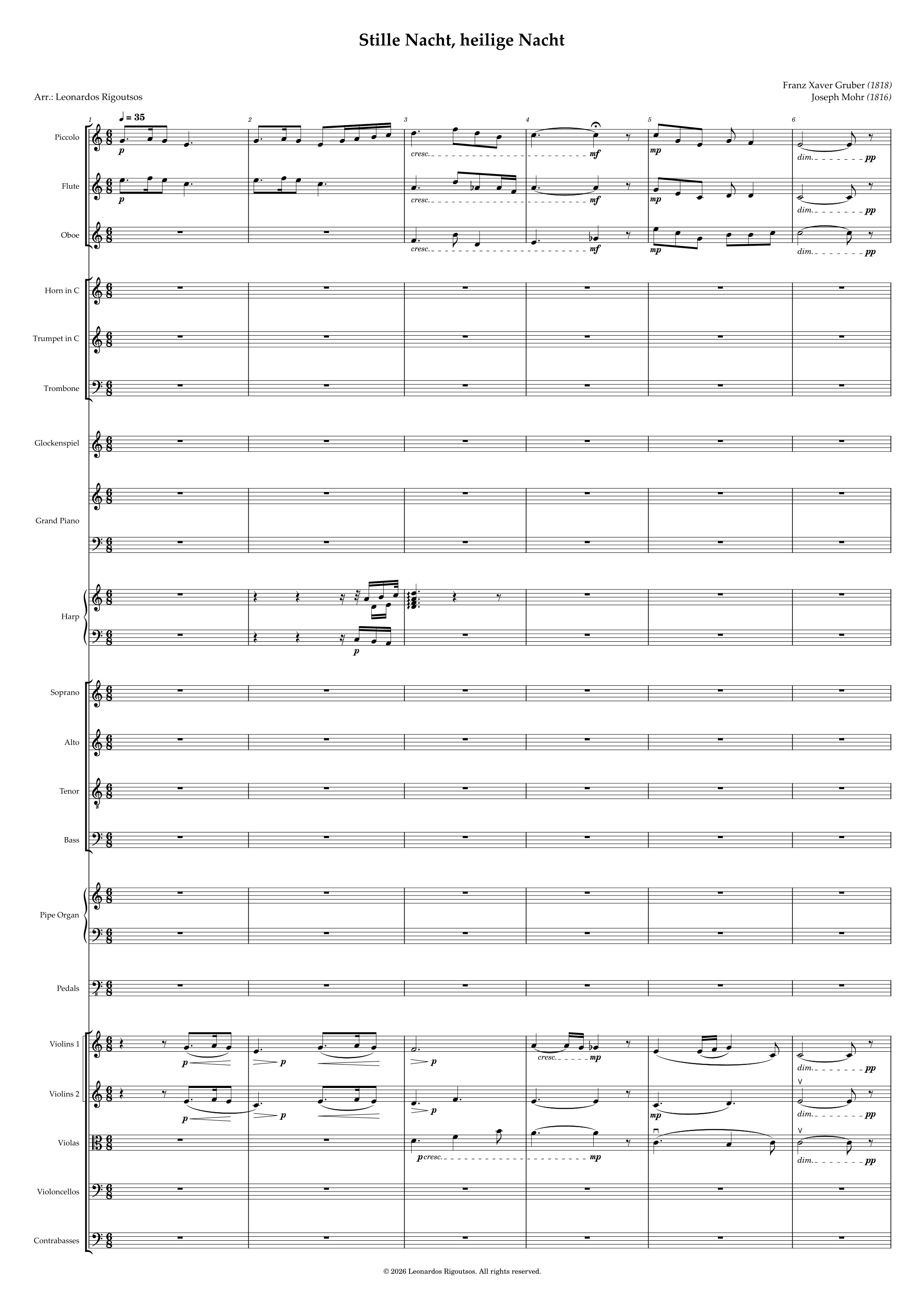 Stille Nacht, heilige Nacht (arr. Leonardos Rigoutsos) by Franz Xaver Gruber Full Orchestra