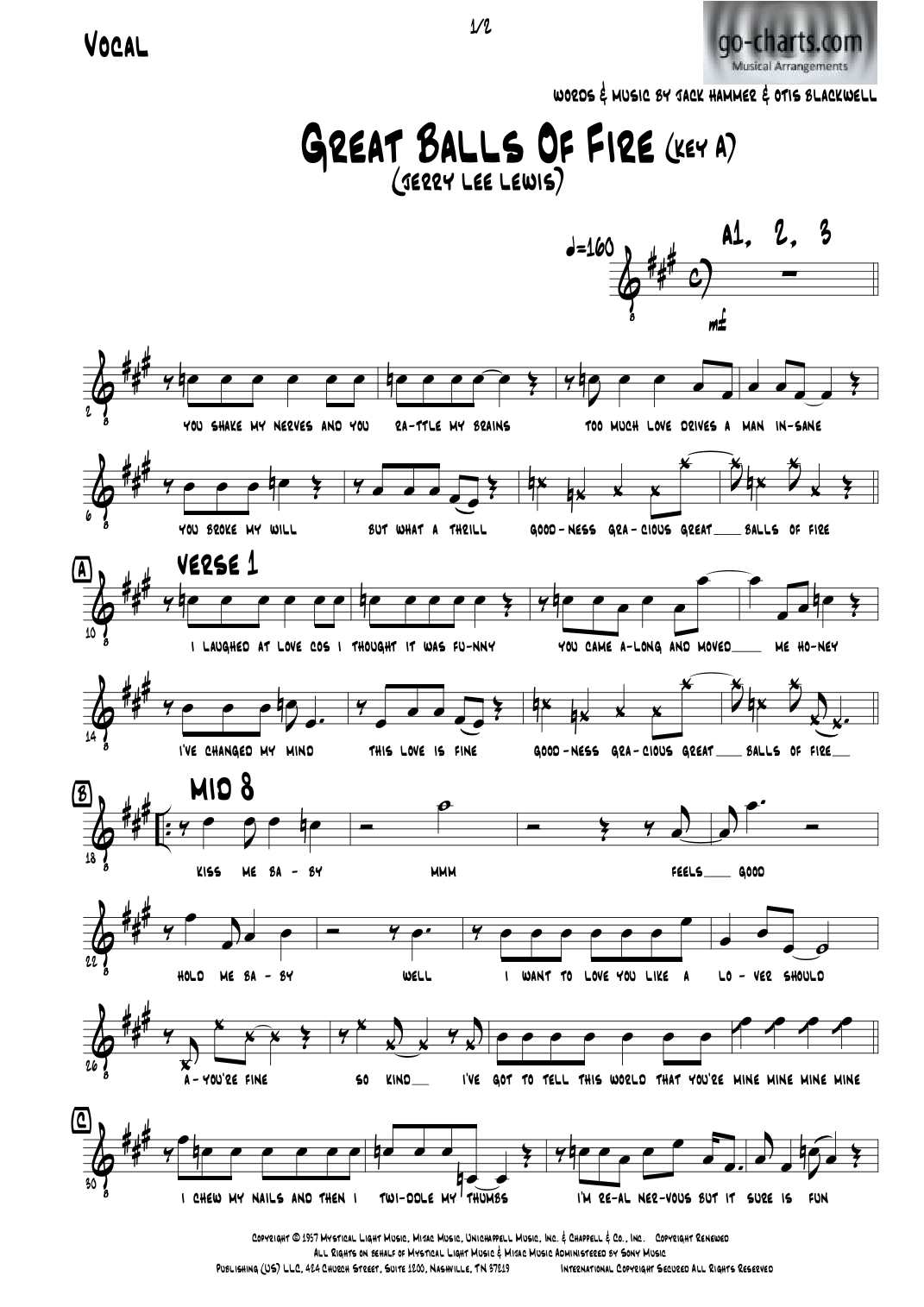 Great Balls Of Fire (arr. Andy Davidson (go-charts.com)) by Jerry Lee Lewis Full Orchestra