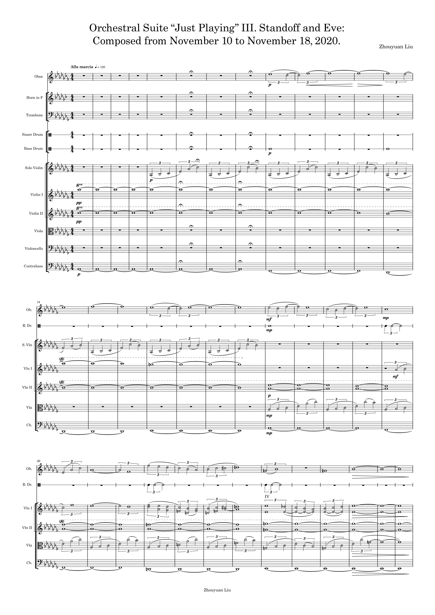管弦乐组曲 Orchestral Suite "Just Playing" III. Standoff and Eve: Composed from November 10 to November 18,2020 by Zhouyuan Liu Full Orchestra - 预览