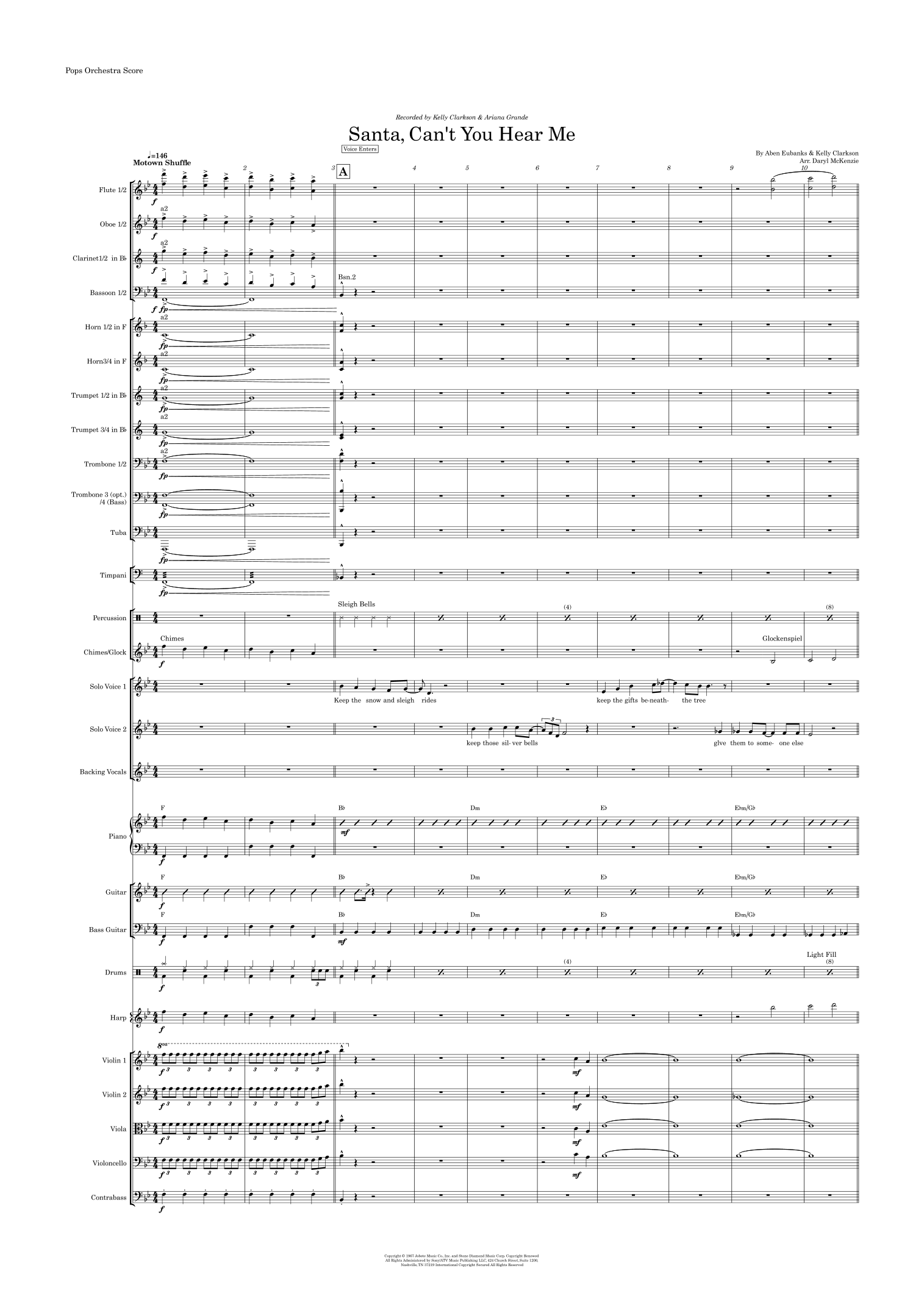 Santa Can't You Hear Me (arr. Daryl McKenzie) by Kelly Clarkson Full Orchestra