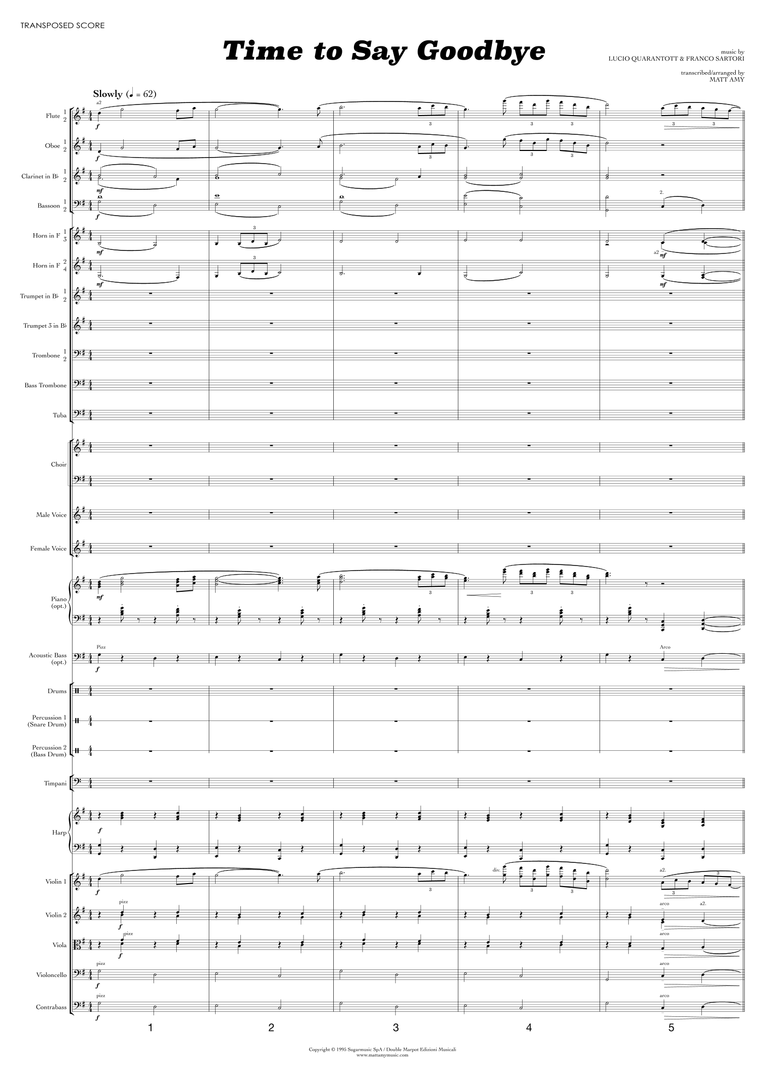 Time To Say Goodbye (arr. Matt Amy) by Andrea Bocelli & Sarah Brightman Full Orchestra