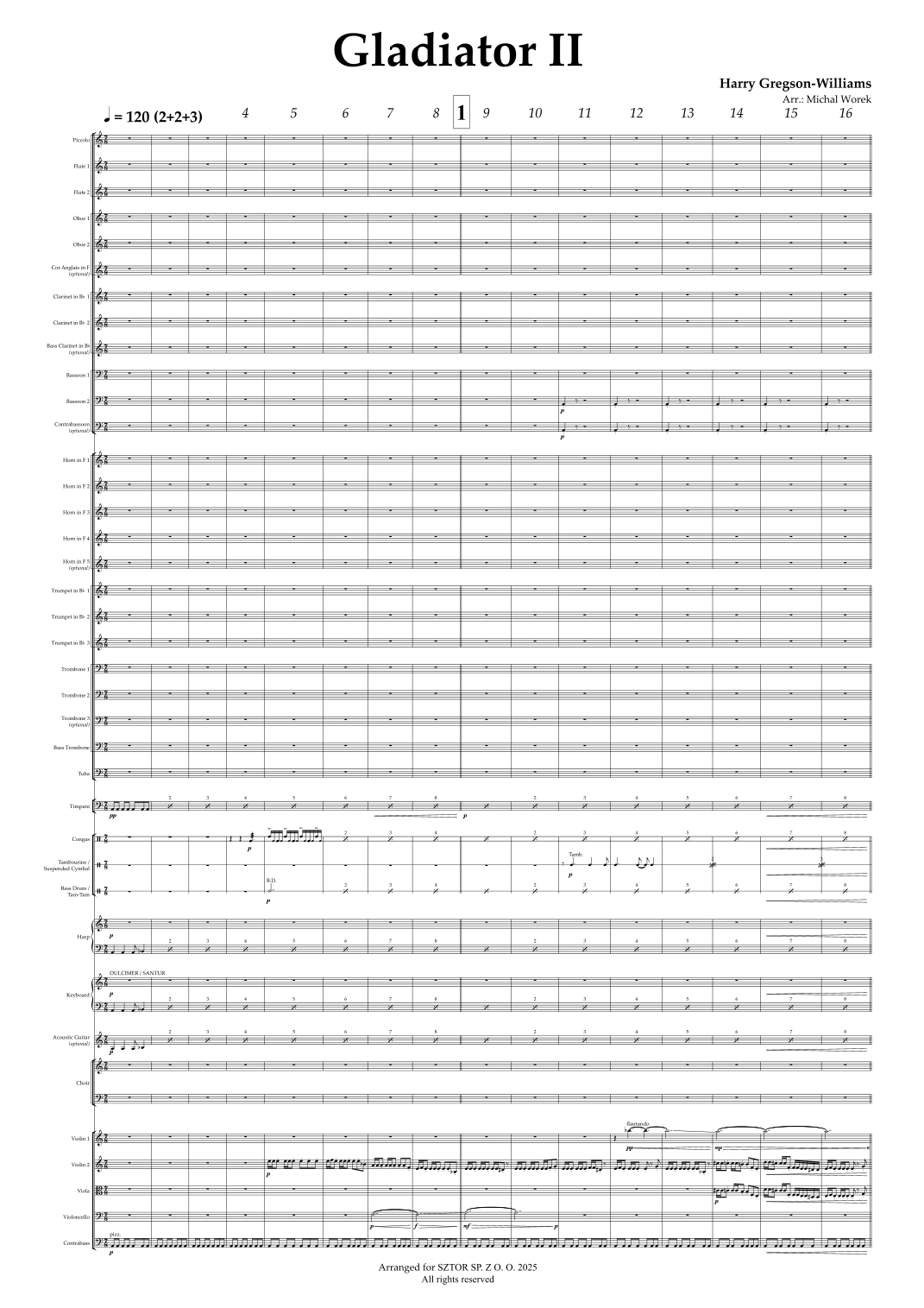 Gladiator II Suite (arr. Michal Worek) by Harry Gregson-Williams Full Orchestra