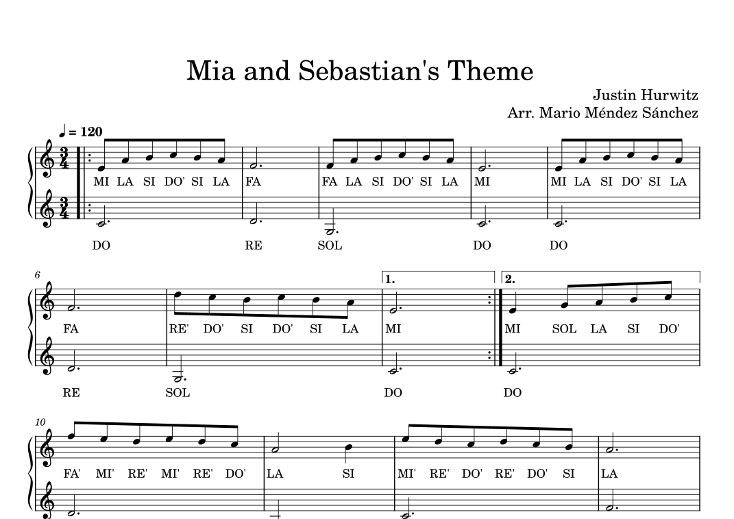Mia & Sebastian's Theme (arr. Mario Méndez Sánchez) by Justin Hurwitz
