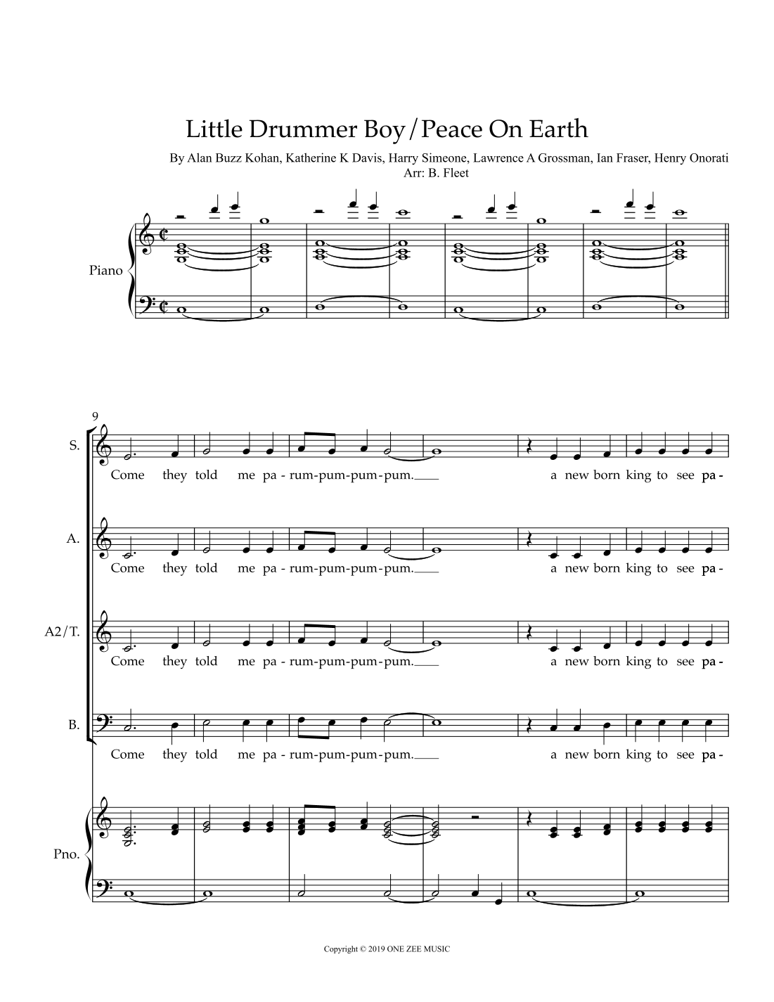 Little Drummer Boy/peace On Earth (arr. B. Fleet) by Lawrence A ...