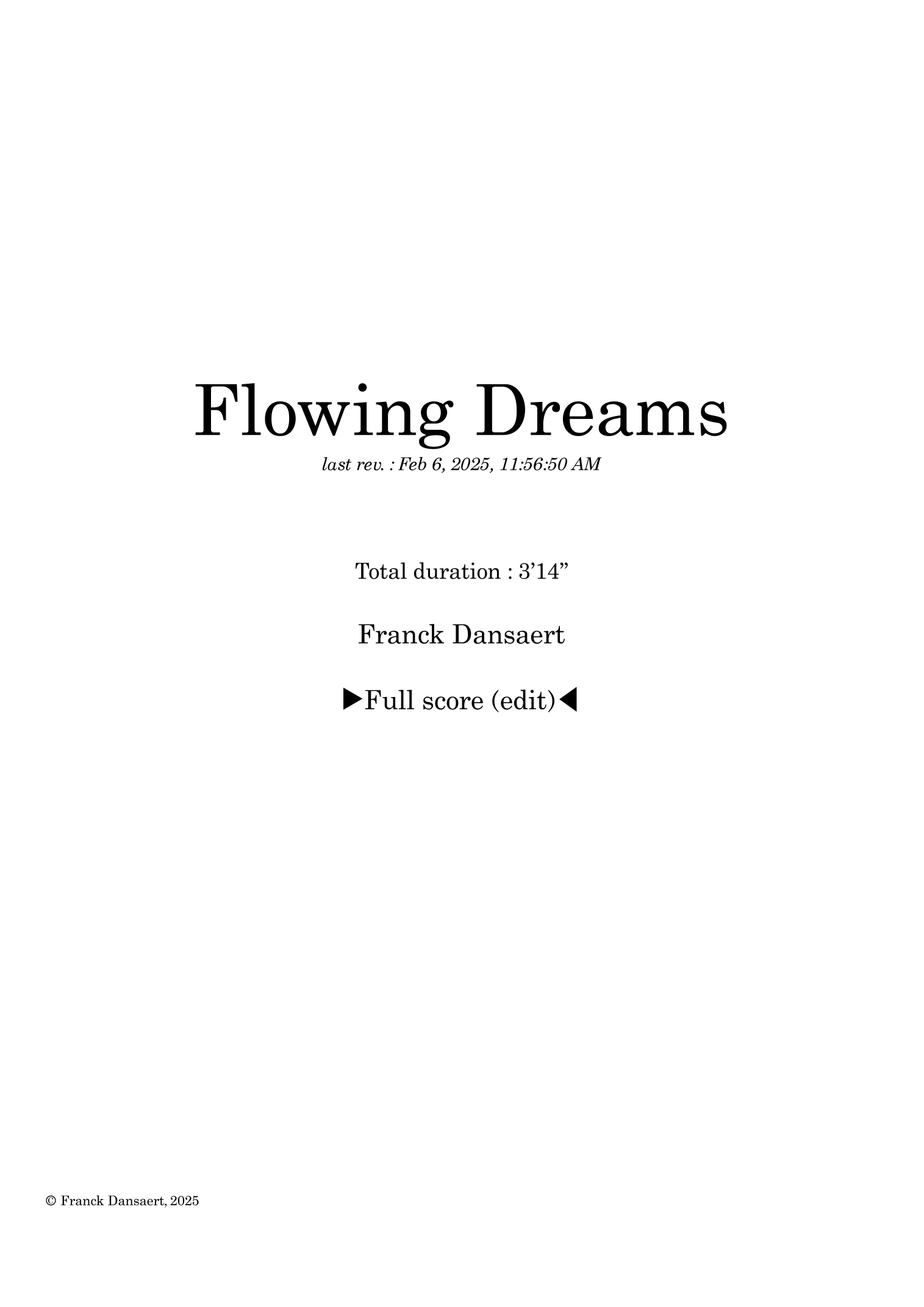 Flowing Dreams - Score Only by Franck Dansaert Full Orchestra