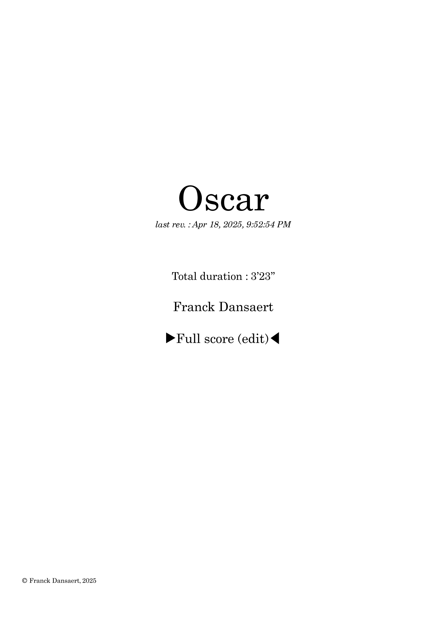Oscar - 仅总谱 (Franck Dansaert - 管弦乐团) - 预览