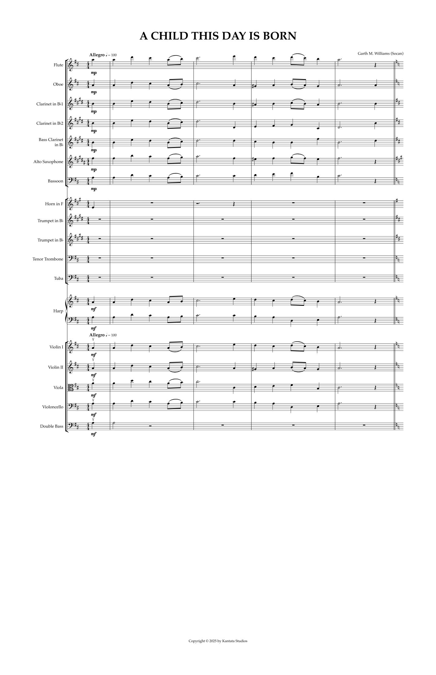 A CHILD THIS DAY IS BORN FOR FULL ORCHESTRA (Garth Williams 编曲) Garth Williams 著 全编制管弦乐团 - 预览