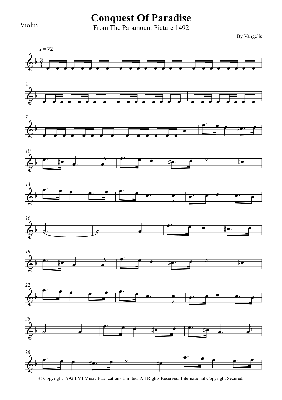 Conquest Of Paradise (arr. Wesley S. SIlva) Partituras Digitales