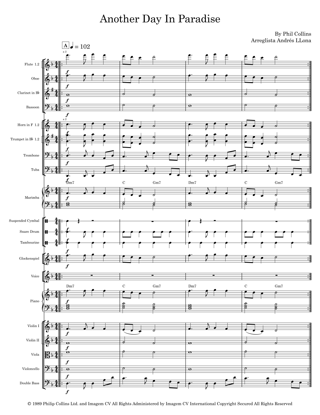 Another Day In Paradise (arr. Andrés LLona) by Phil Collins Full Orchestra