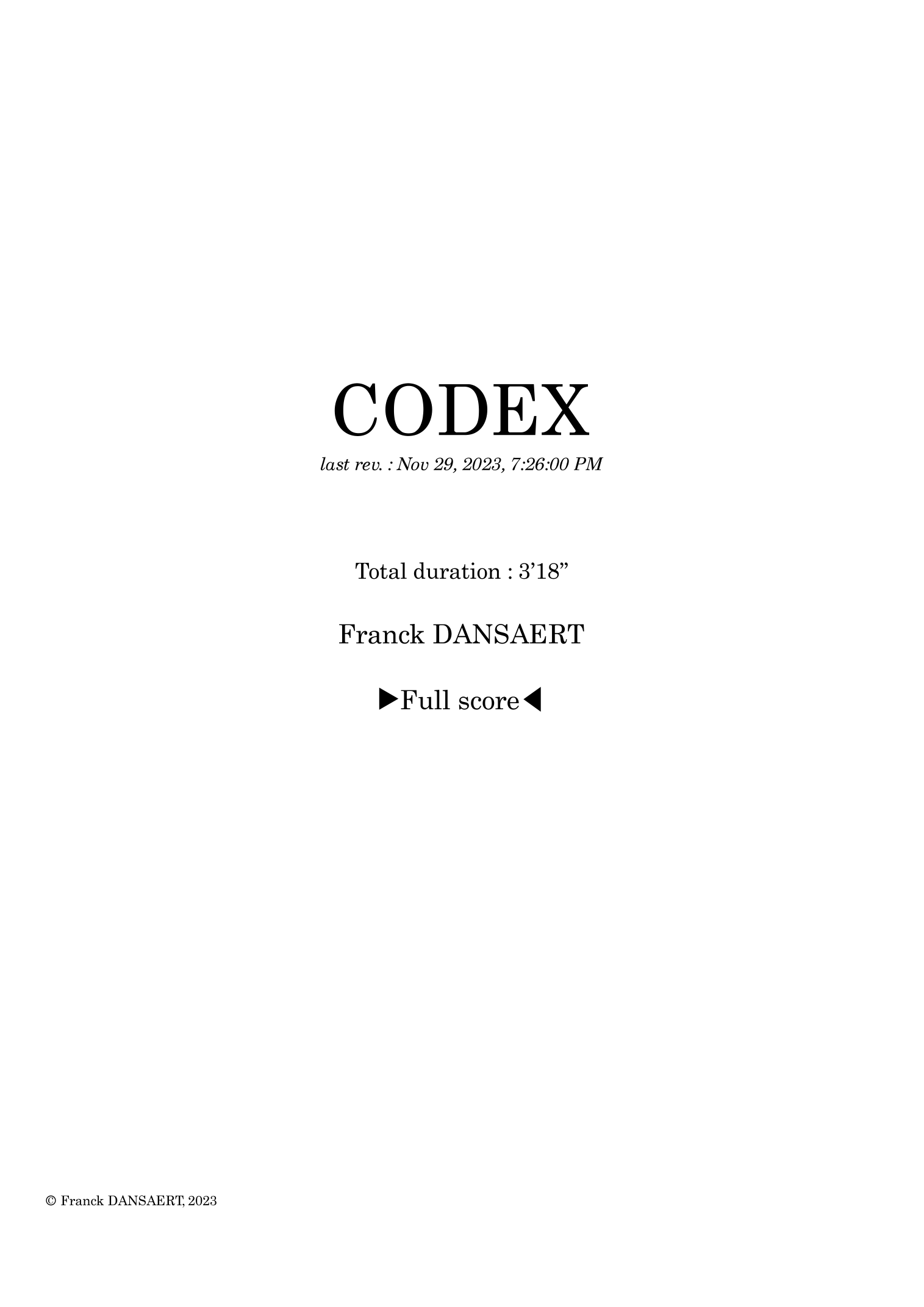 Codex - Score Only by Franck Dansaert Full Orchestra (仅总谱 - 管弦乐团) - 预览