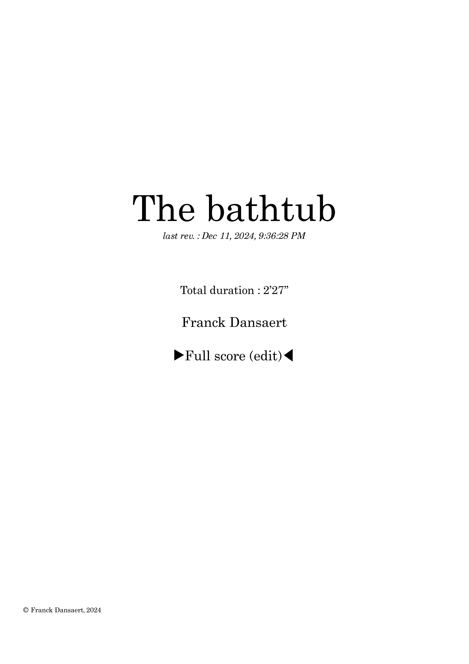 The Bathtub - Score Only by Franck Dansaert Full Orchestra (仅总谱 - 管弦乐团) - 预览