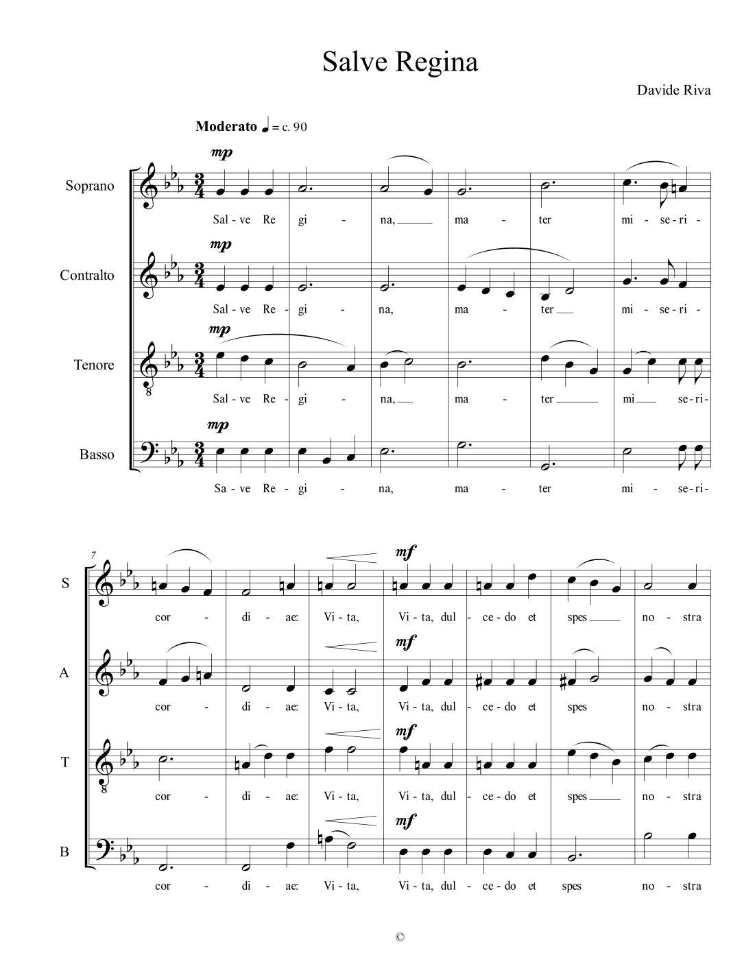 Salve Regina By Davide Riva Sheet Music For SATB Choir At Sheet Music Salve Regina By Davide Riva Sheet Music For SATB Choir At Sheet Music
