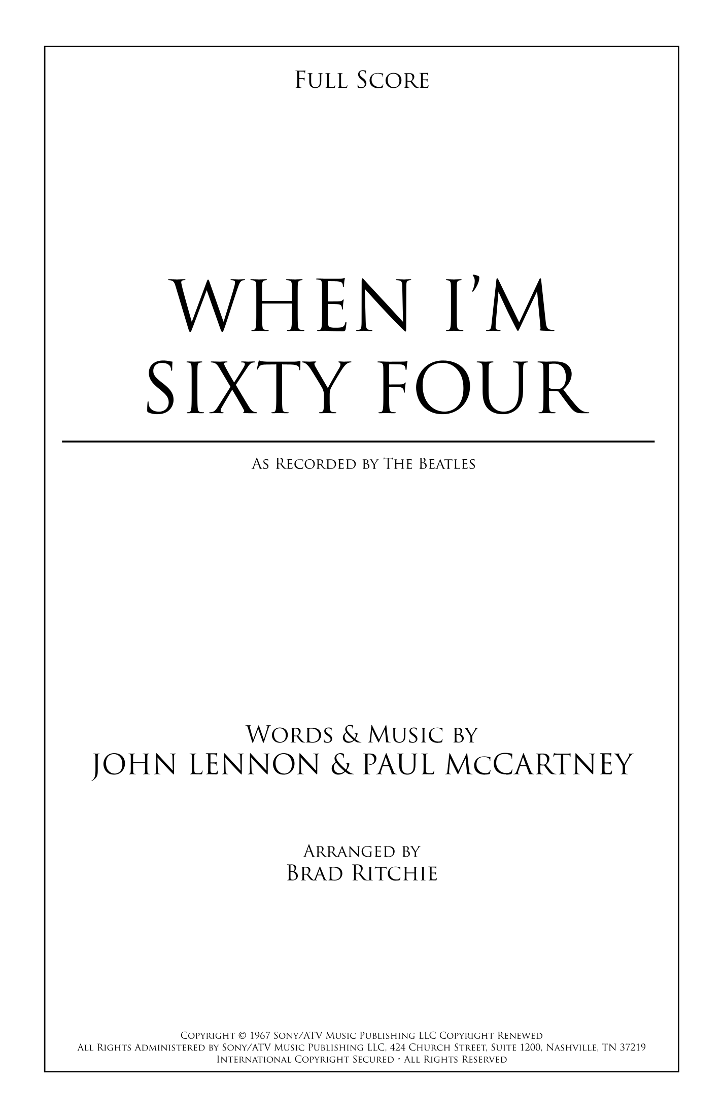 When I'm Sixty-Four (arr. Brad Ritchie) by The Beatles 管弦乐团 - 预览